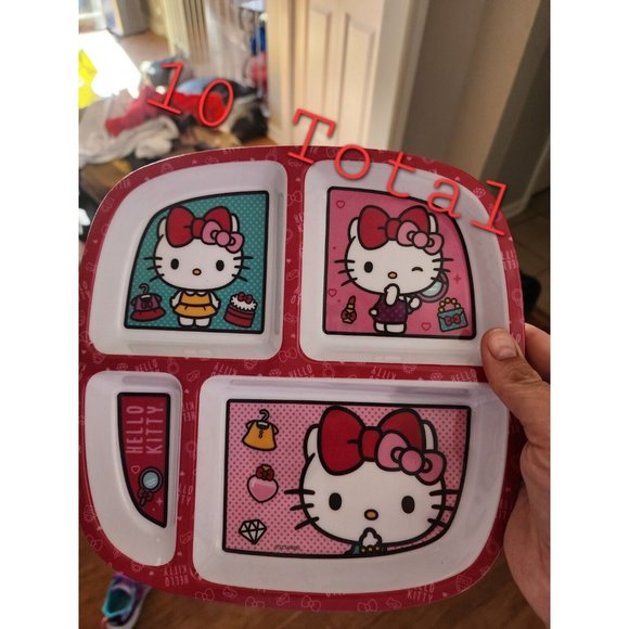 Hello Kitty Childrens Melamie Divided Tray Dish Plate 4 Sections Sanrio 🔥 2022 - Picture 8 of 8